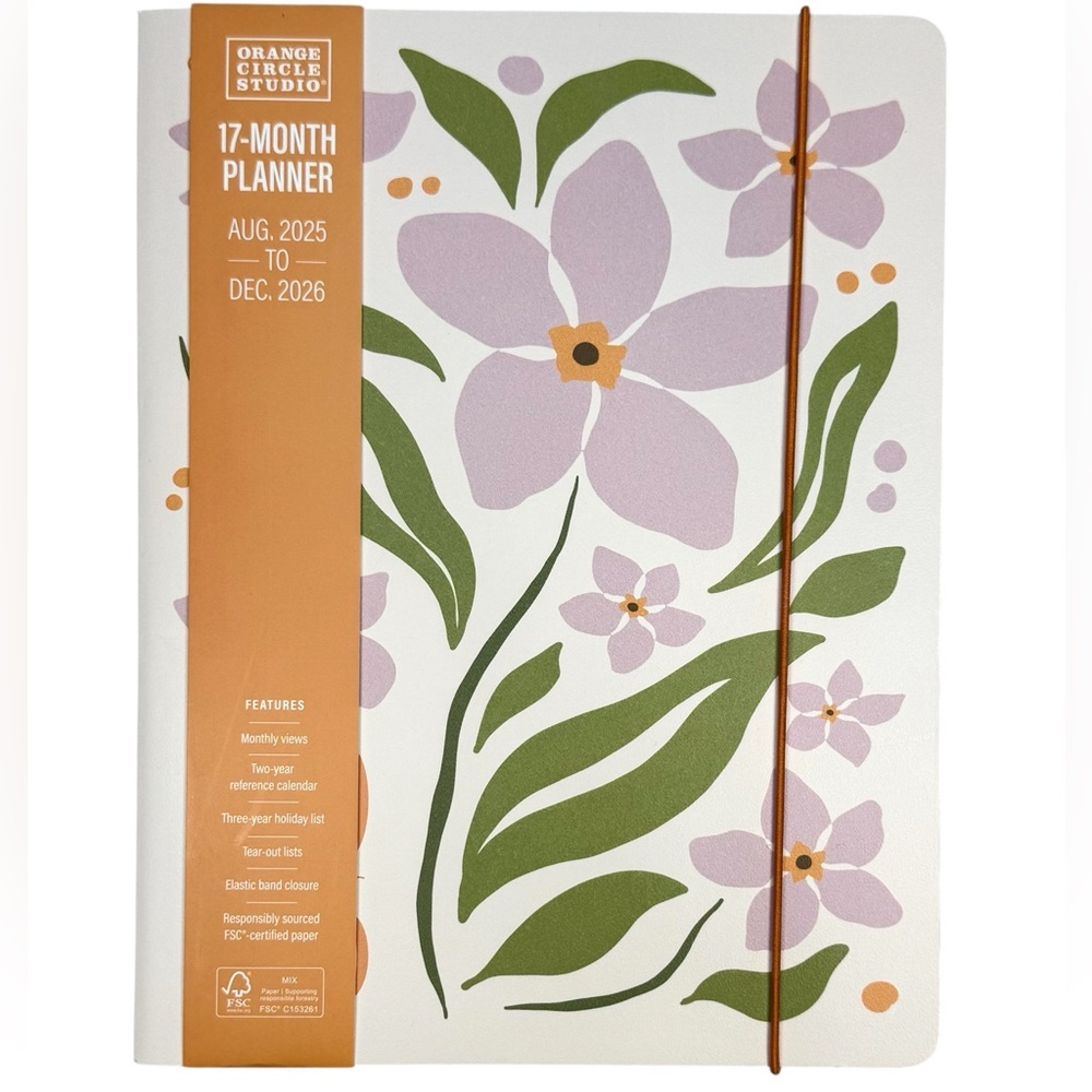 🌺 2025 - 2026 Monthly 17 months Planner Orange Circle Studio OCS FLOWER MARKET